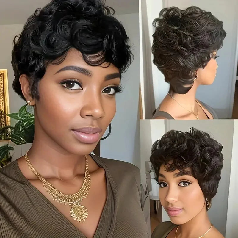 Pixie Cut Wig perruque cheveux humain Full Machine Made Human Hair Pre Plucked No Glueless Wig Short Bob Cheap Human Hair Wigs