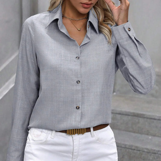 Solid Casual Loose Shirts For Women 2024 Autumn Vintage Women's Oversized Shirts And Blouses Fashion Elegant Youth Female Tops