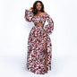 Fashion National Print Women Two Piece Set Sexy Slash-neck Sleeveless Blouse +High Slit Maxi Skirt Summer Casual Ladies Suit