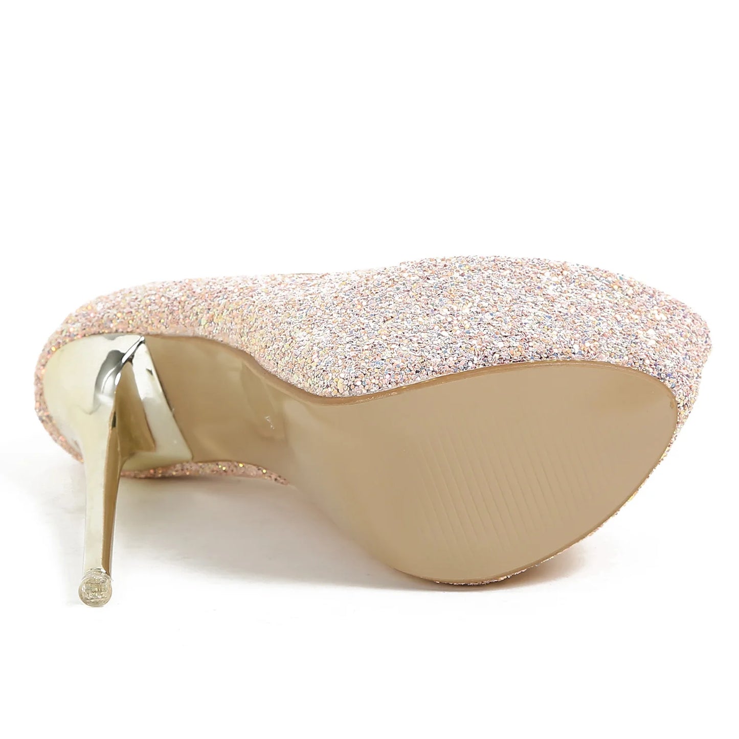 Aneikeh 2025 Sequined Cloth Platform Super High Heels WomenFashion Sexy Round Head Thin Heels Single Shoes Party Wedding Mules