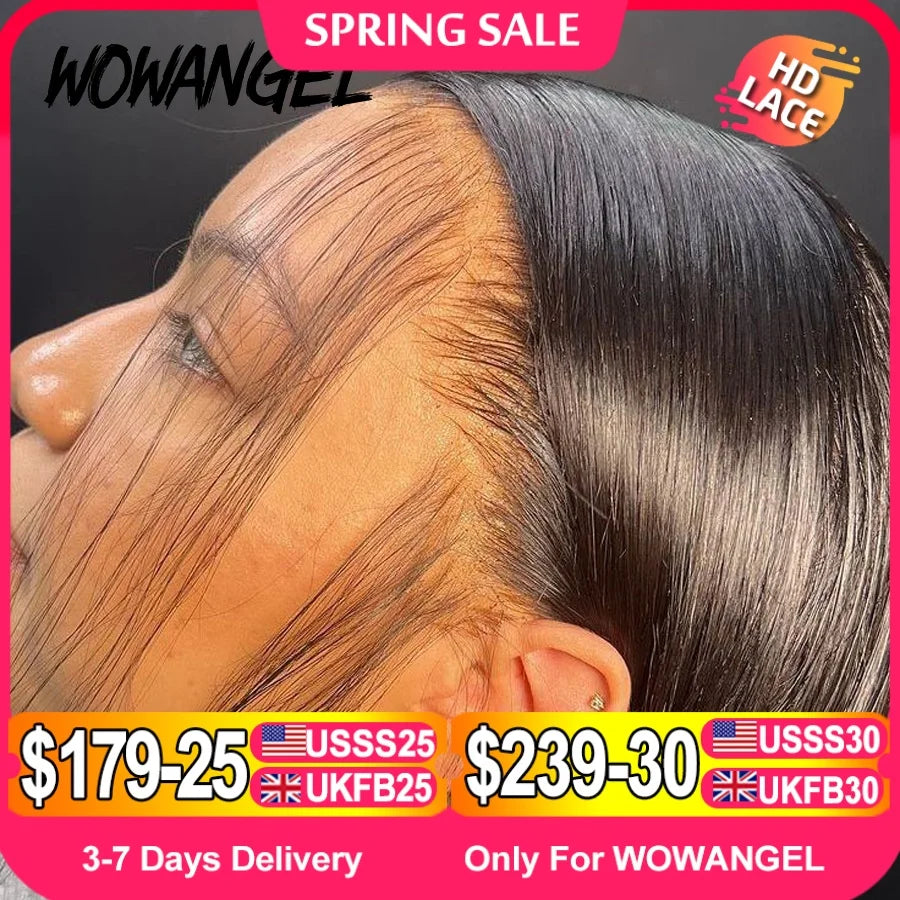 WOW ANGEL HD Lace Frontal Wig 250% 13x6 HD Lace Front Wig Straight Hair Invisible HD Lace Melt Skin HD Lace Front Human Hair Wig