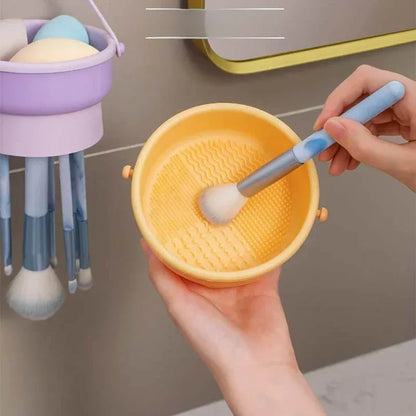 Makeup Brush Cleaning Bowl Beauty Egg Cleaning Tool Storage Set Brush Powder Puff Dry Cleaning Silicone Drying Shelf