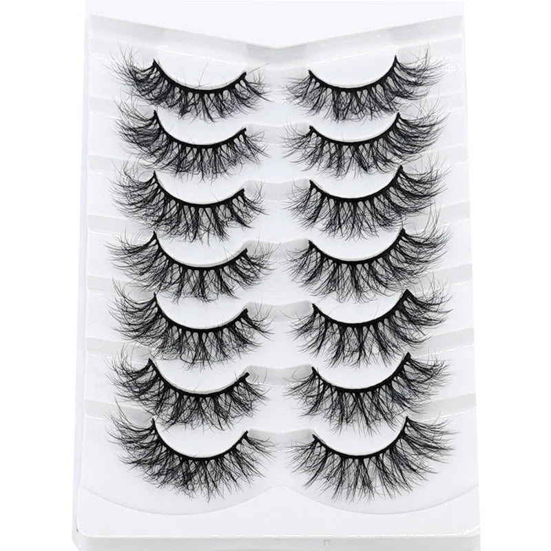 NEW 5/6/7/8 Pairs Natural Long Mink False Eyelashes Cross Dense Handmade Cotton Stalk 25mm Lashes Make-up Mink Beauty Eyelashes