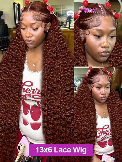 Deep Curly Wigs Human Hair Chocolate Brown 13x4 13x6 Hd Lace Frontal Wig Colored Water Wave Lace Front Wig for Women 30 36 Inch