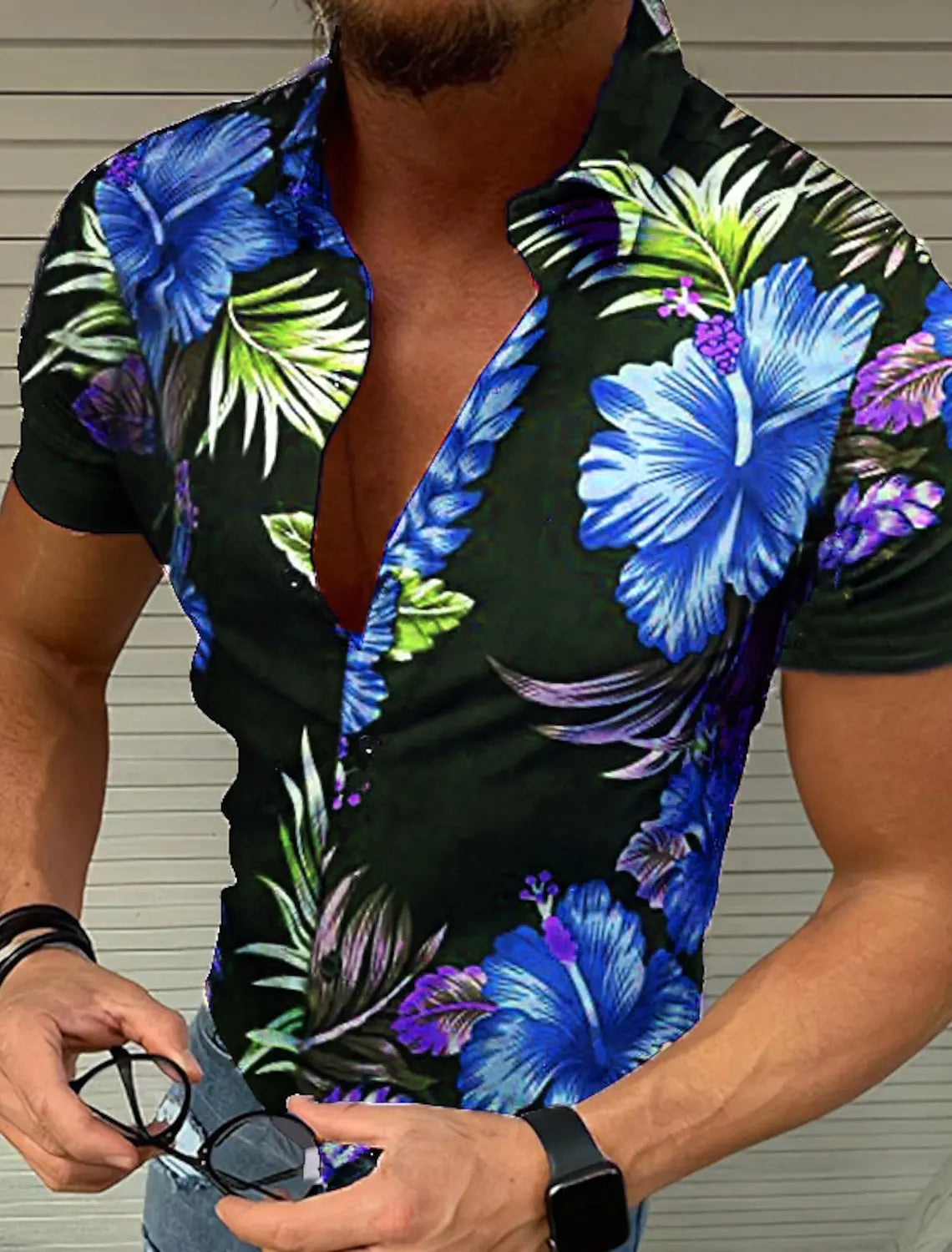 Men's Shirt Button Summer Floral Shirts for Men Street 3d Print Plus Size Hawaiian Shirts Beach Breathable Short Sleeve