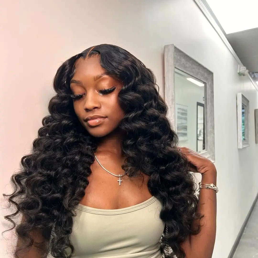 40 Inch Loose Deep Wave 13x4 13x6 HD Transparent Human Hair Wig 250 Density Brazilian Water Curly Nature Wave Lace Frontal Wigs