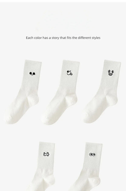 New Cool Women White Cute Funny Socks Set Cartoon Lady Autumn Winter Female Girl Kawaii Sport Short Socks For Women