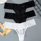 3PCS Lace Floral Women Panties Low Waist Breathable Briefs Female Thong Underwear M-2XL Solid Sexy G-String Transparent Panty