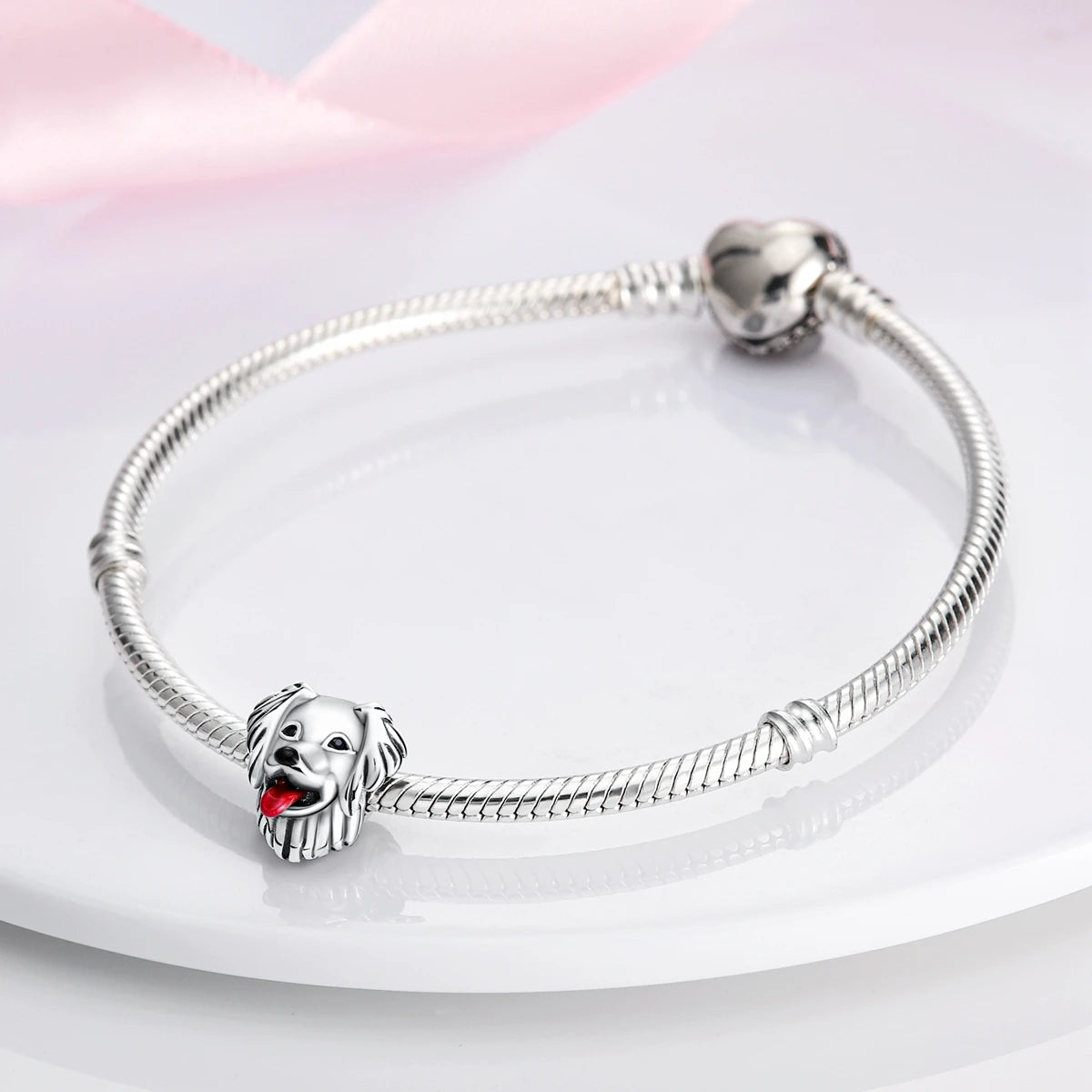 Dog Pet Charms 925 Silver Doggy Paw French Bulldog Bones Beads fit Original Pandora Bracelet DIY Fine Jewelry