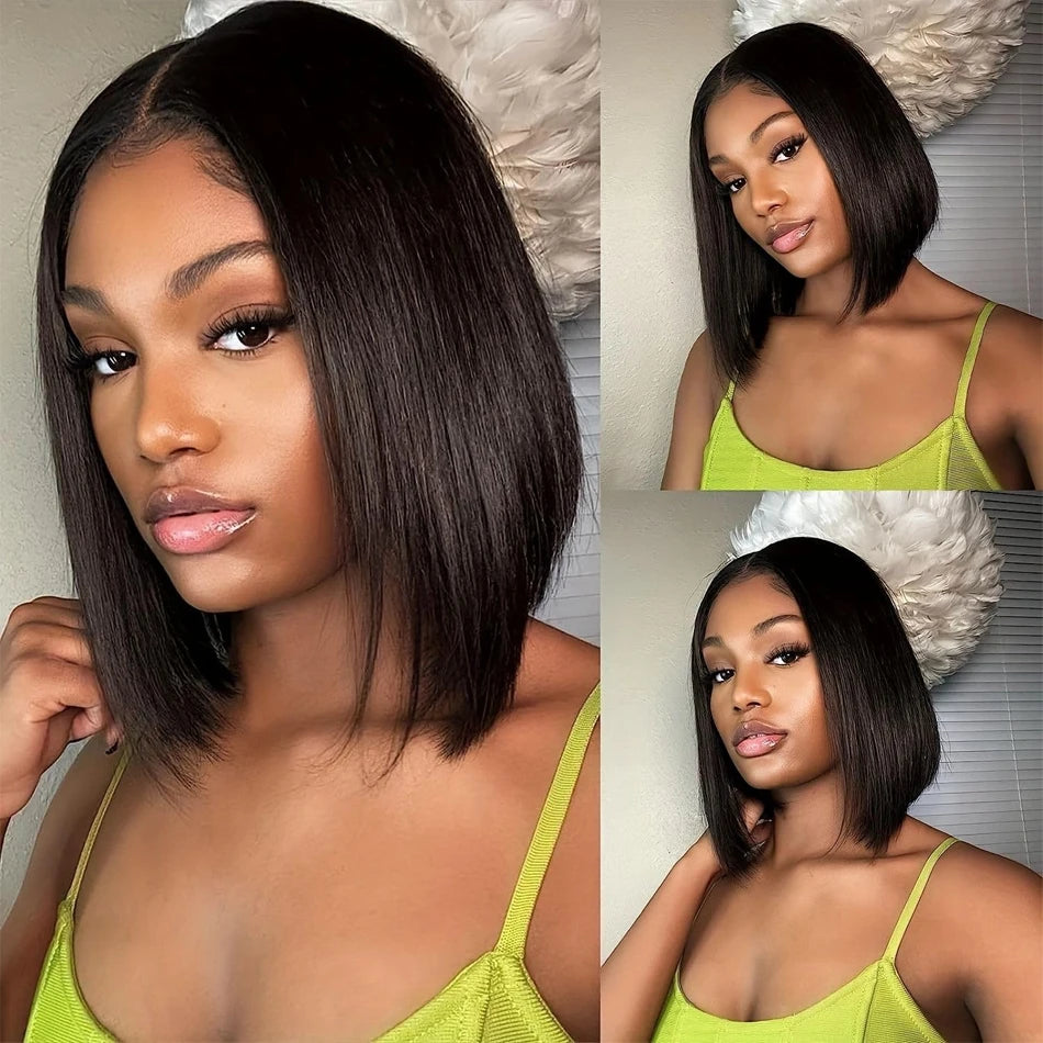 Wear Go Glueless Bob Wig Lace Front Human Hair Wigs Short Pre Plucked Straight 13x4 HD Transparent Lace Frontal Wig Bob on Sale