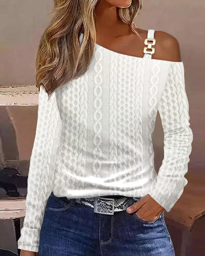 Women Fashion Long Sleeve Blouse Off Shoulder Sexy Shirts For Women Autumn Loose Pullover Elegant Blouse 2024 Casual White Tops