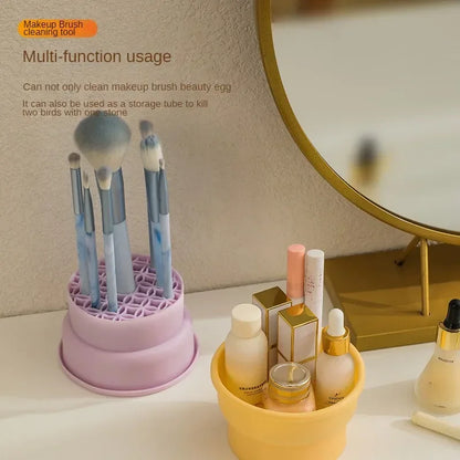 Makeup Brush Cleaning Bowl Beauty Egg Cleaning Tool Storage Set Brush Powder Puff Dry Cleaning Silicone Drying Shelf