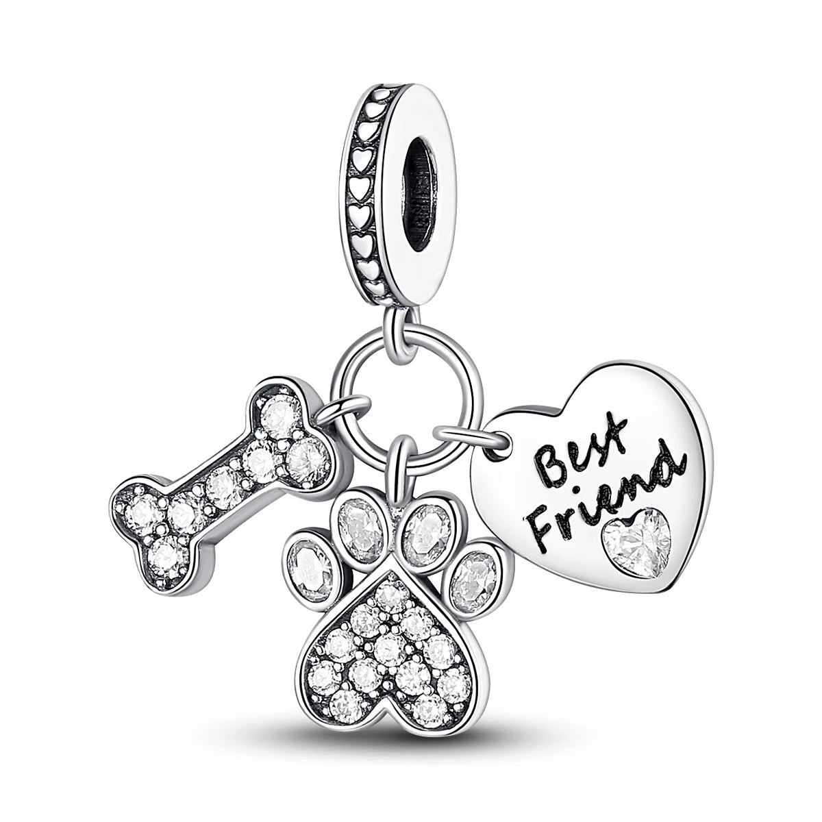 Dog Pet Charms 925 Silver Doggy Paw French Bulldog Bones Beads fit Original Pandora Bracelet DIY Fine Jewelry