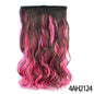 Synthetic Long Wavy 5 Clip In Hair Extensions 22Inch Synthetic Fiber Heat Resistant Hairpiece Black Pink False Hair Daily Use