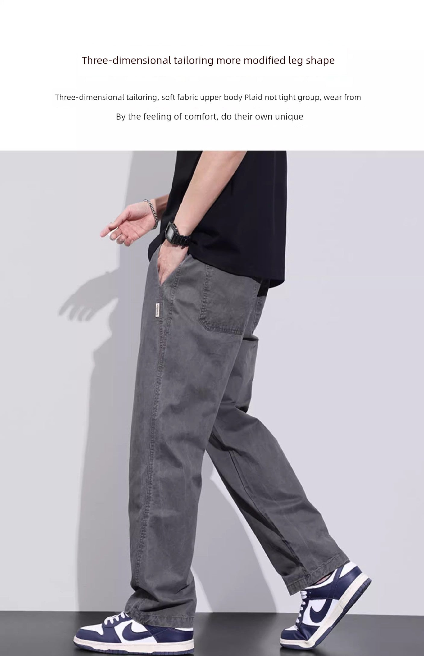 Senma Pure Cotton Loose Straight-leg Men's Spring and Autumn Casual Pants