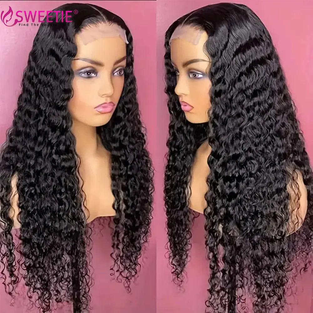 Deep Wave 13x6/13x4 HD Transparent Lace Front Human Hair Wigs Remy Human Hair 30 34inch Wet And Wavy Water Wave Frontal Wig