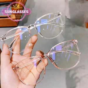 Round Clear Lens Glasses UV400 Sunglasses Candy Sweet Glasses Transparent 2022 New Summer Retro Mirrored Lens Fashion Goggle