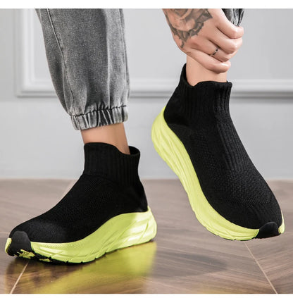 Men's Casual Sneakers Breathable Mesh Socks Shoes Fashion Sport Running Shoes Ankle Boots Slip-on Tennis Loafers For Women