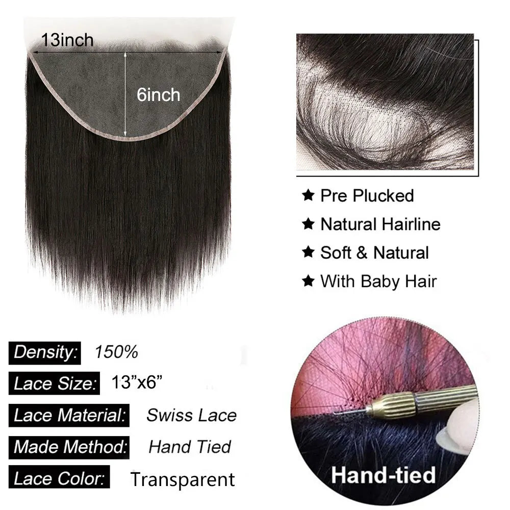 Straight 4x4 5x5 6x6 Lace Closure Human Hair Transparent   13x4 13x6 Lace Frontal Human Hair Ear to Ear Frontal Extensions