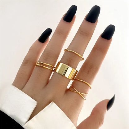 LETAPI 2024 New Fashion Bohemian Heart Ring Set For Women Crystal Stars Moon Flower Love Geometric Finger Vintage Jewelry Gifts