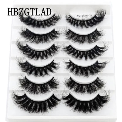 NEW 5/6/7/8 Pairs Natural Long Mink False Eyelashes Cross Dense Handmade Cotton Stalk 25mm Lashes Make-up Mink Beauty Eyelashes