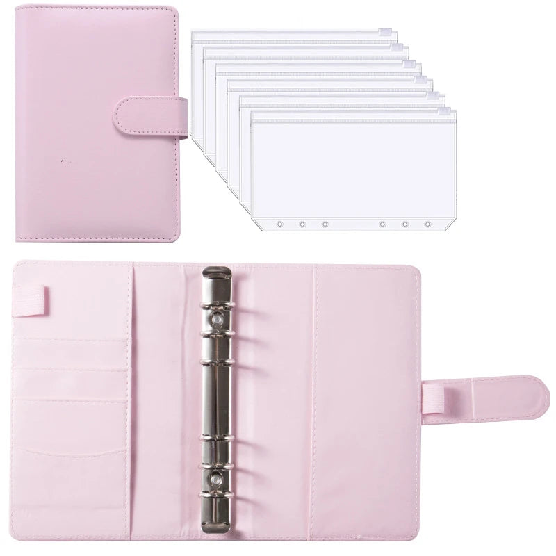 2024 A6 PU Leather Budget Binder Notebook Cash Envelopes System Set,with Binder Pockets for Money Budget Saving Bill Organizer