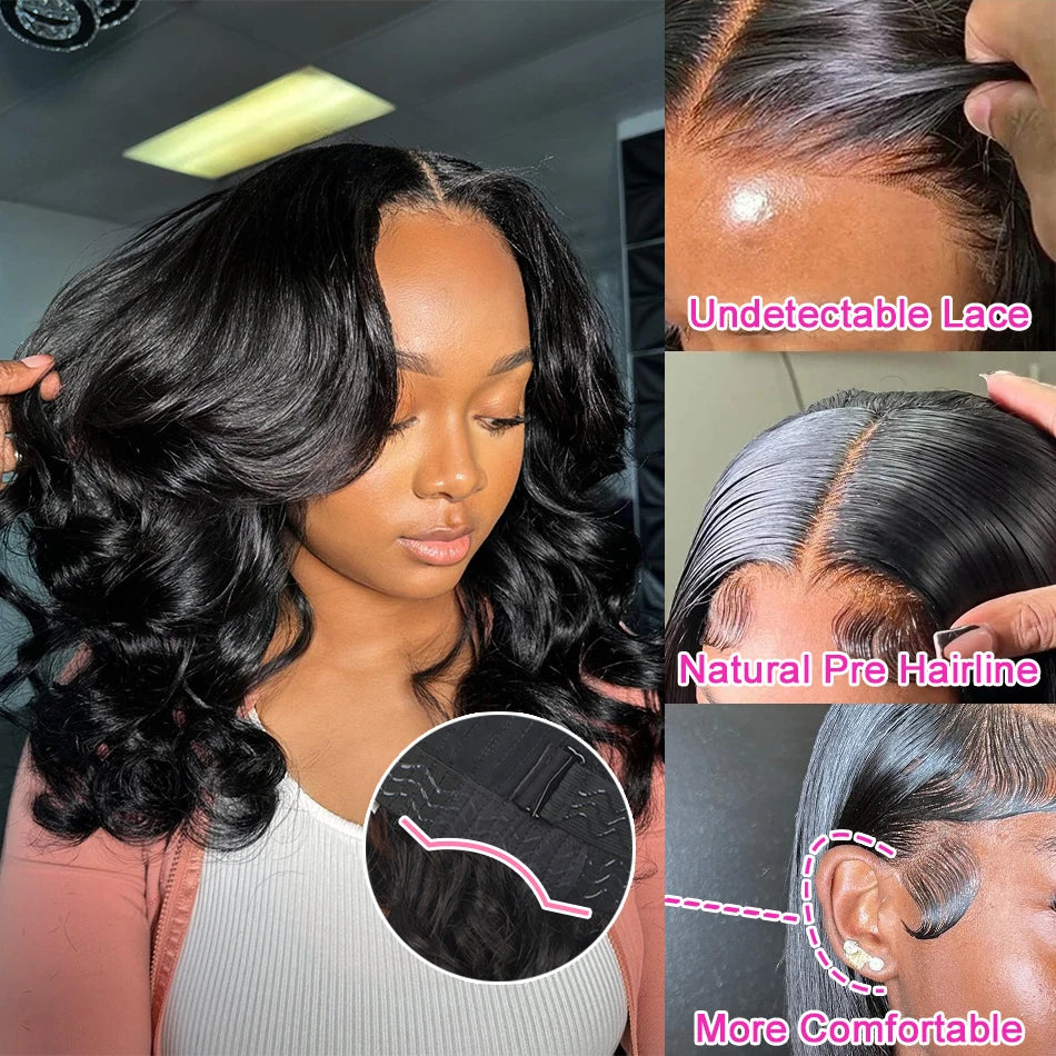 Body Wave Bob Wig 13x6 Transparent Lace Frontal Wig Brazilian Human Hair Wigs Virgin Remy Hair13x4 Lace Closure Wig 180% Density