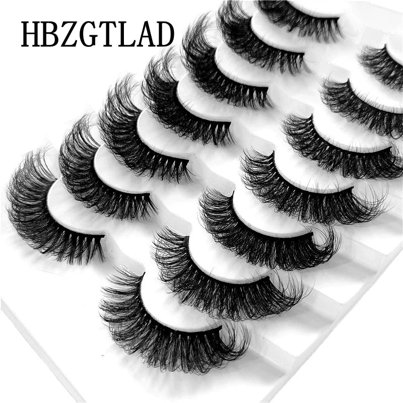 NEW 5/6/7/8 Pairs Natural Long Mink False Eyelashes Cross Dense Handmade Cotton Stalk 25mm Lashes Make-up Mink Beauty Eyelashes