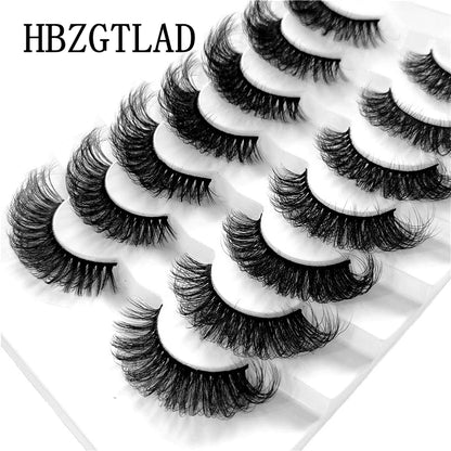 NEW 5/6/7/8 Pairs Natural Long Mink False Eyelashes Cross Dense Handmade Cotton Stalk 25mm Lashes Make-up Mink Beauty Eyelashes