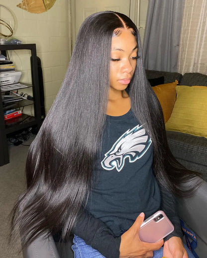 Pre Cut Glueless Wigs Human Hair Ready To Wear And Go Preplucked Straight 13x6 HD Lace Frontal Wig Human Hair For Women 40 Inch