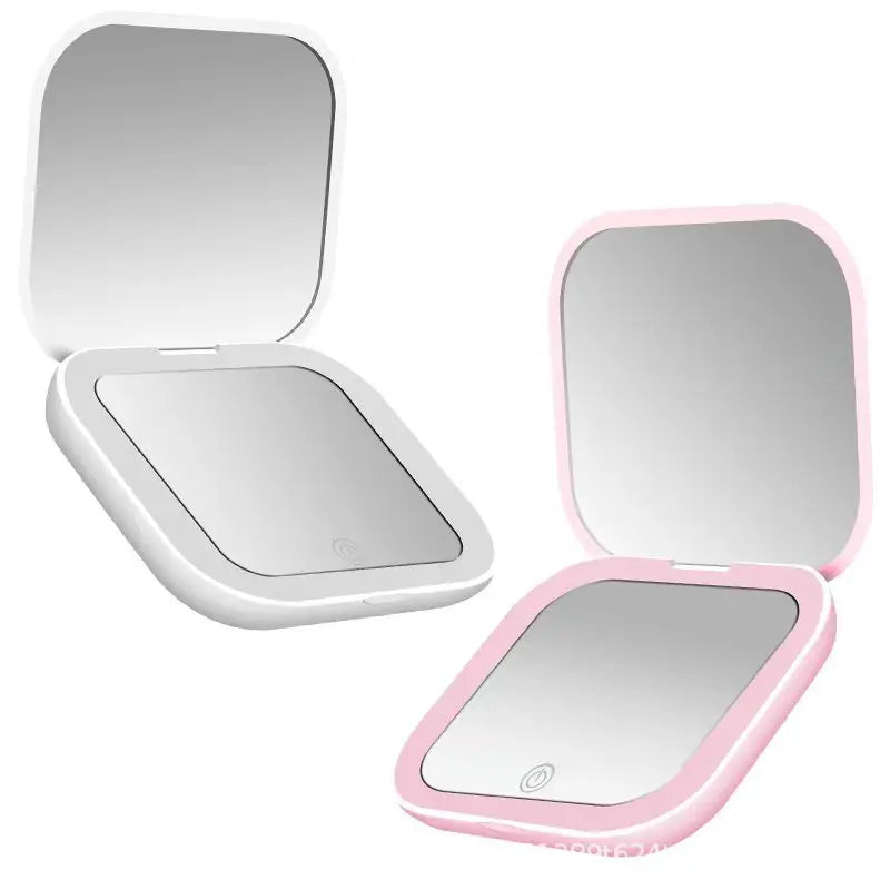 Mini Portable Folding Makeup Mirror Led Lights Magnifying Compact Pocket Travel Aesthetic Vanity Mirrors Make Up Tools