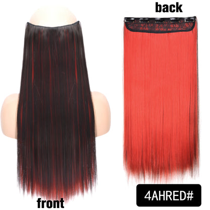 Synthetic Long Wavy 5 Clip In Hair Extensions 22Inch Synthetic Fiber Heat Resistant Hairpiece Black Pink False Hair Daily Use