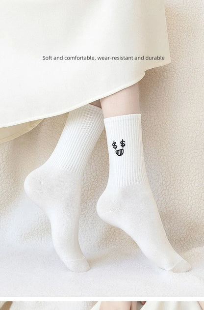 New Cool Women White Cute Funny Socks Set Cartoon Lady Autumn Winter Female Girl Kawaii Sport Short Socks For Women