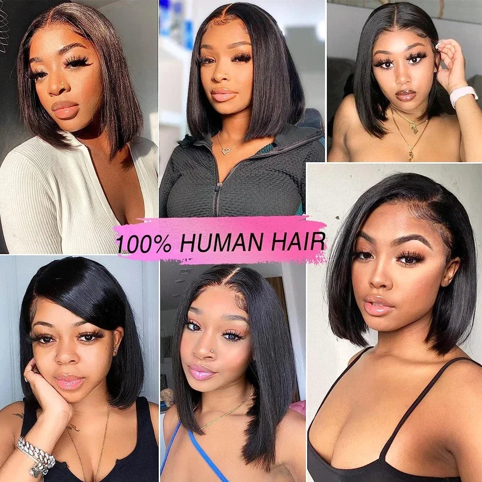 Wear And Go Glueless Straight Bob Wig Lace Front Human Hair Wigs For Women Peruvian Lace Frontal Wig perruques cheveux humains