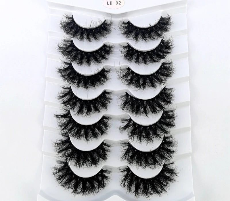 NEW 5/6/7/8 Pairs Natural Long Mink False Eyelashes Cross Dense Handmade Cotton Stalk 25mm Lashes Make-up Mink Beauty Eyelashes