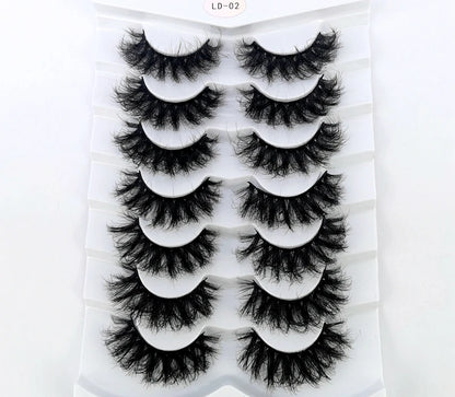 NEW 5/6/7/8 Pairs Natural Long Mink False Eyelashes Cross Dense Handmade Cotton Stalk 25mm Lashes Make-up Mink Beauty Eyelashes