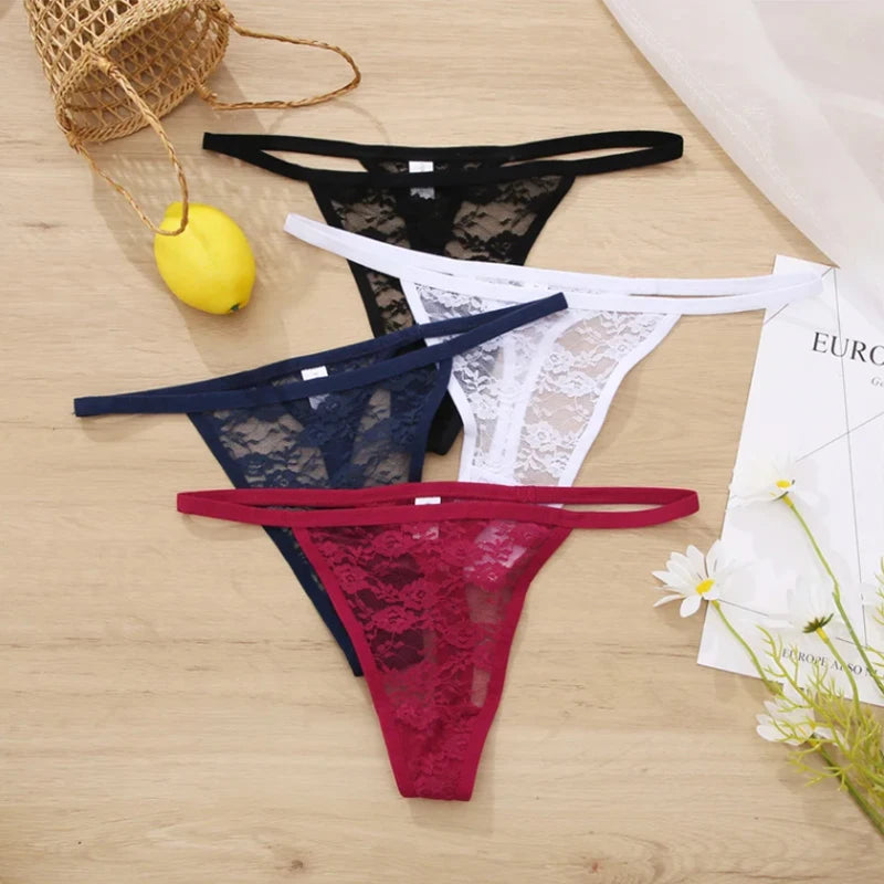 5PCS/Set Women's Underwear Lace Panties Floral Lingerie Woman Panties Sexy Thong G-String Female Pantys Perspective Intimates