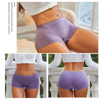 Women Seamless Boxers Underwear Shorts Safety Pants Solid Color Ladies Soft Intimate Breathable Boyshorts S-XL