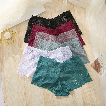 FINETOO 3Pcs/set Lace Boyshort Panties Women Low-Rise Floral Underwear S-XL Girls Sexy Panties Ladies Lace Underpants Lingerie