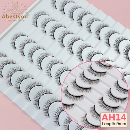 Abestyou 8mm 20Pairs Invisible Strip Soft Clear Band 3D Faux Mink Wispy Eyelash Korea High Quality Short Reusable Lashes Make-up