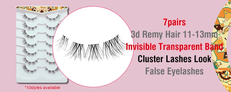 Abestyou 8mm 20Pairs Invisible Strip Soft Clear Band 3D Faux Mink Wispy Eyelash Korea High Quality Short Reusable Lashes Make-up