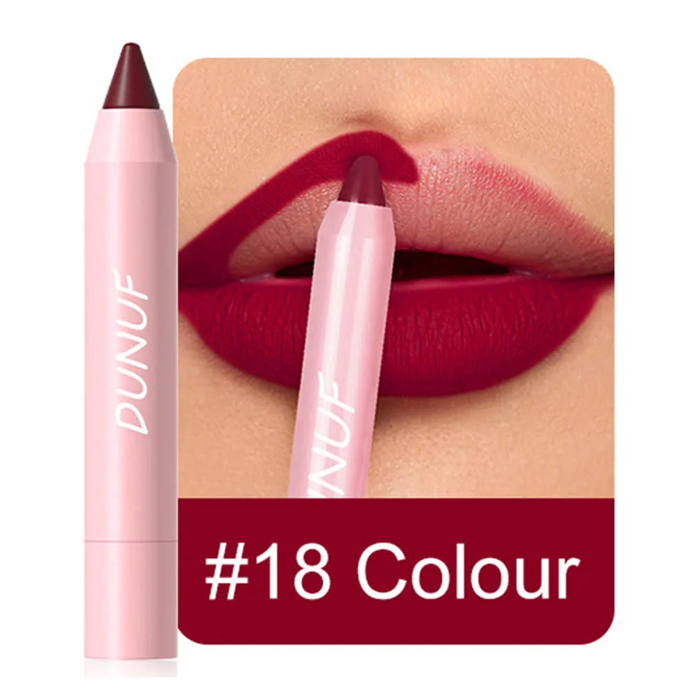 18Colors Matte Lipstick Waterproof Velvet Nude Lipstick Pencil Sexy Red Brown Pigments Lips Makeup Long Lasting Lip Tint Make Up