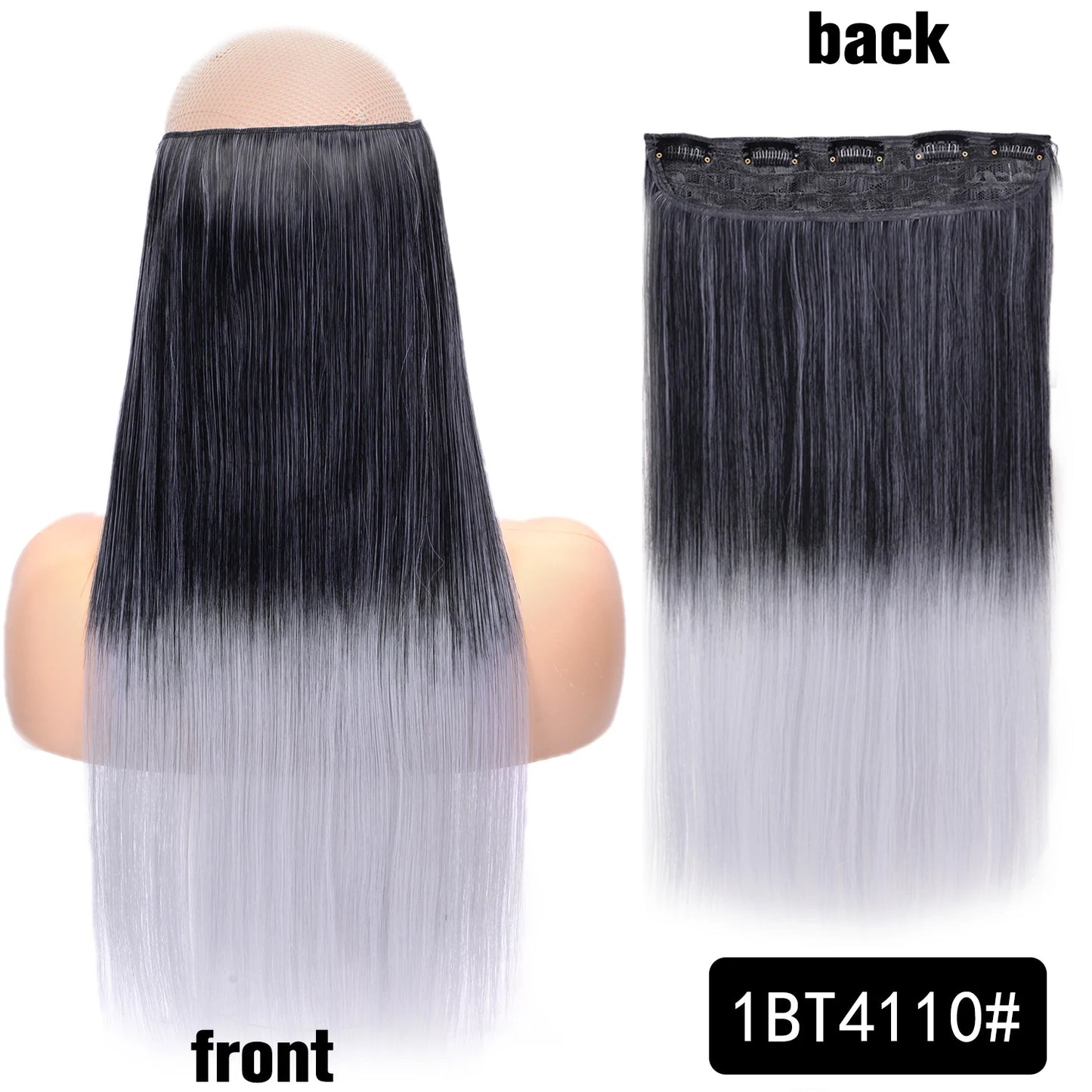 Synthetic Long Wavy 5 Clip In Hair Extensions 22Inch Synthetic Fiber Heat Resistant Hairpiece Black Pink False Hair Daily Use