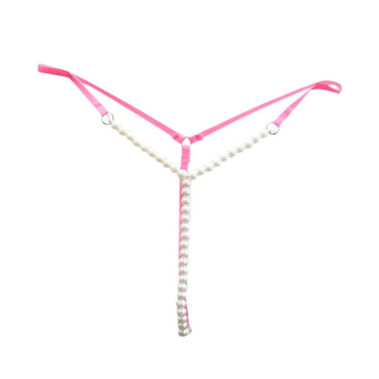 Sexy Pearl Beaded Underwear For Women Low Waist T Shaped Crotchless G-String Plus Size Sexy Erotic Lingerie Hot Women Underpants