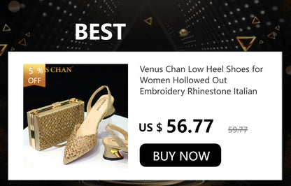 Venus Chan Italian Design Rhinestone-encrusted Ladies Party Shoes And Special Bag High Heels And Dual Purpose Bag Women's Shoes