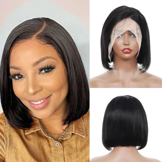 Hot Sale Short BOB Wig T Part Side Part Bob Wigs Lace Frontal Cuticle Aligned Pre Plucked Brazilian Human Hair for Black Women