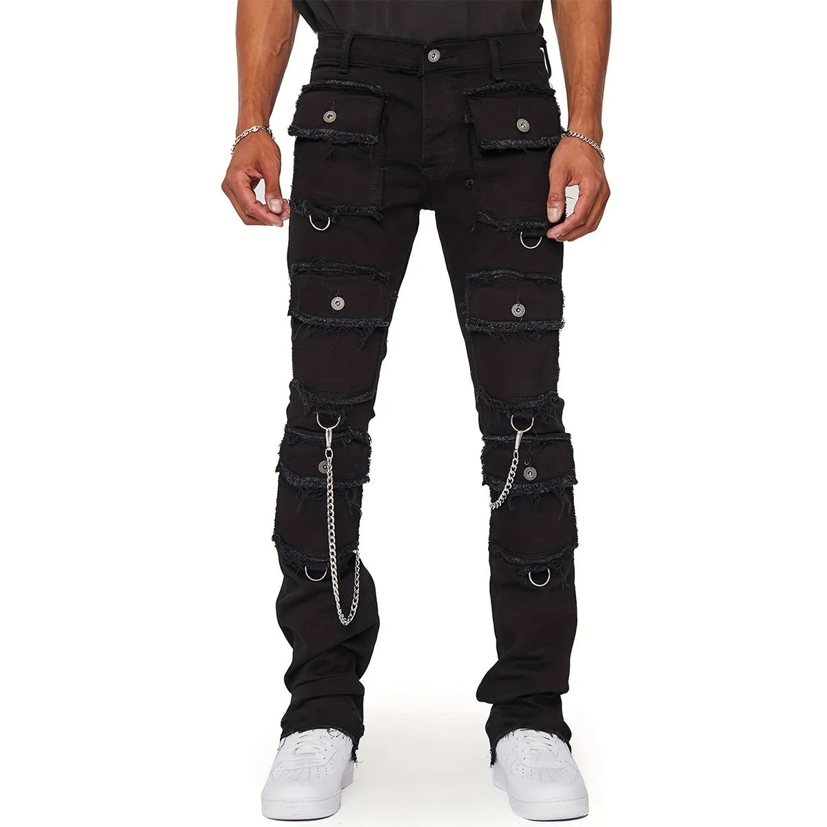 Multi-pocket Cargo Jeans Y2k Men’s Jeans Stretch Straight-leg Pants Vintage Trousers Overalls Casual High Street Hip Hop Jeans