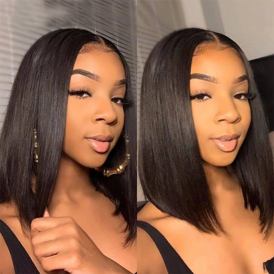 Wear And Go Glueless Straight Bob Wig Lace Front Human Hair Wigs For Women Peruvian Lace Frontal Wig perruques cheveux humains