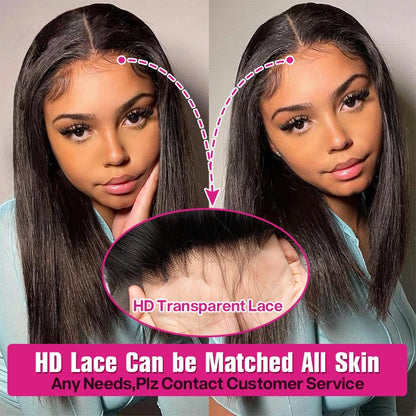 Bone Straight Short Bob Wigs Glueless Lace Front Human Hair Wigs 13x4 HD Transparent Lace Frontal Wig for Women Pre Plucked 180%