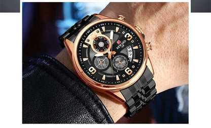 REWARD New Mens Watches Stainless Steel Luxury Waterproof Chronograph Luminous Wrist Watch Fashion Men Sports Quartz Watch